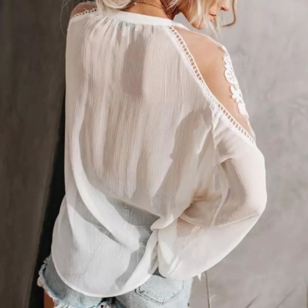 Whispering Winds embroidery mesh bohemian top - Picture 3 of 3